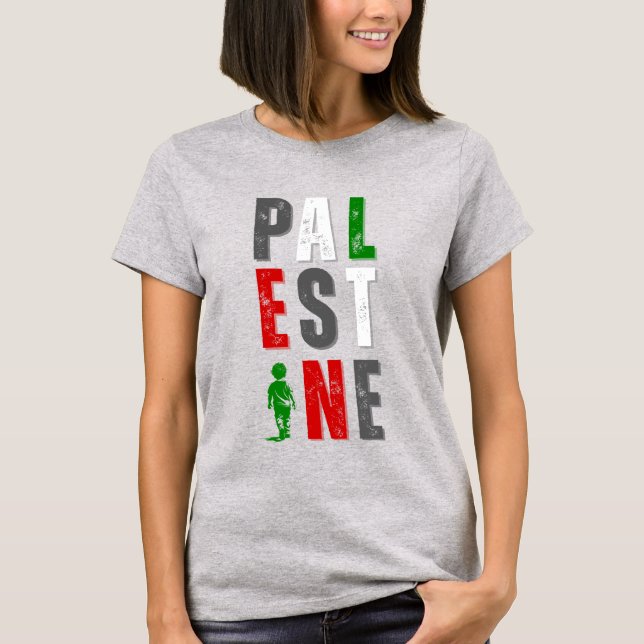 Camiseta Camiseta-T, estriada, em negrito, PALESTINA - Core (Frente)