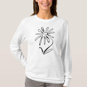 Camiseta Camiseta-T feminina de longa distância FLOWER