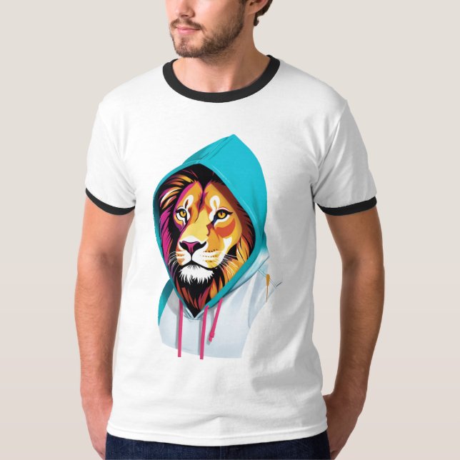 Camiseta Camiseta-T-Hoodie-Leão-Vibrante - Espírito Animal  (Frente)