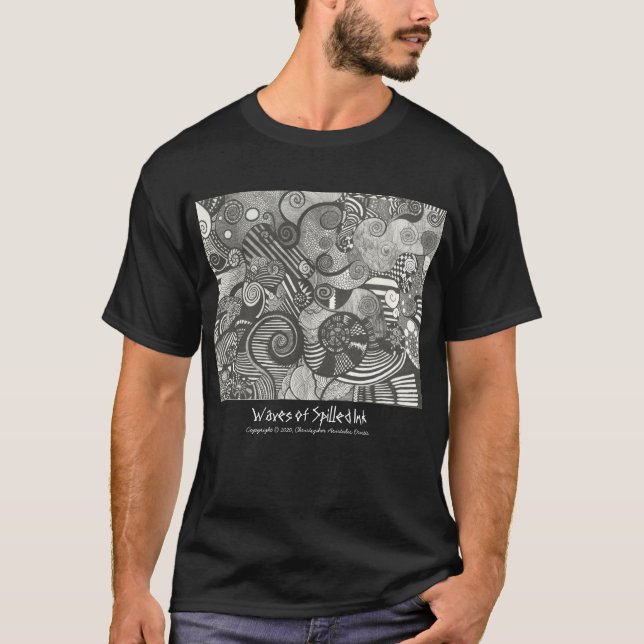 Camiseta Camiseta-T (Preto) - Ondas de Tinta Raspada (Frente)