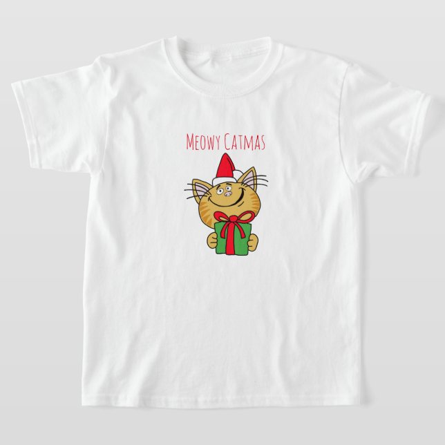 Camiseta Camiseta-T-Raiva De Gato De Feliz Natal (Postura )