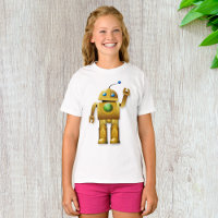Camiseta-T-Raparigas Robô Amigáveis