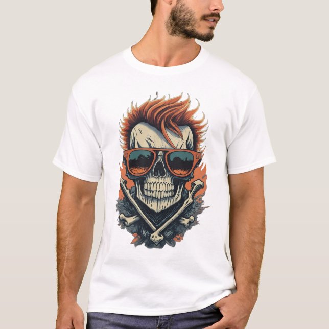 Camiseta Camiseta-T Rockstar Skull e Crossbones (Frente)