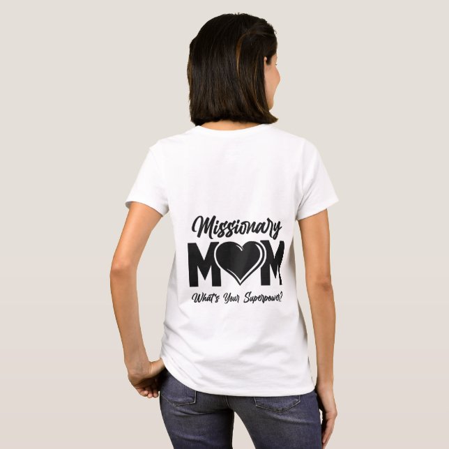 Camiseta Camiseta T-Shirt da Mãe Missionária LDS (Parte Traseira Completa)