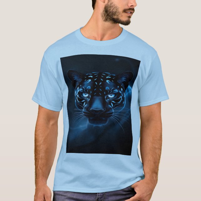 Camiseta Camiseta-Tigre Preto Forte - Prata Selvagem Fria (Frente)