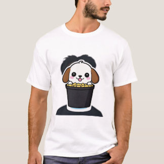 Camiseta CamisetaCachorro de desenho animado fofo sentado e