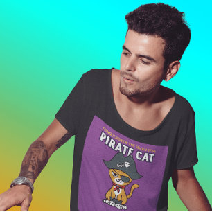 CAMISETA CAMISETAS-CAMISAS DE T-SHIRTS COM FUNNY CAT PIRATE