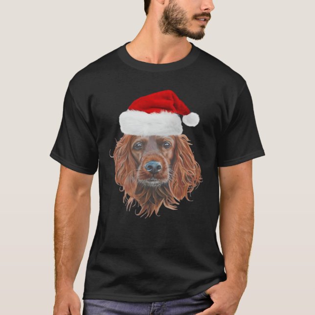 Camiseta Camisola Clássica Natal Irish Setter (Frente)