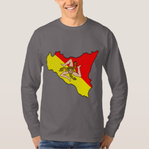 Camiseta Camisola com Mapa da Sicília e Símbolo da Trinacri