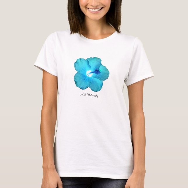Camiseta Camisola de alças azul do hibiscus (Frente)