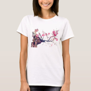 Camiseta Camisola de alças das flores de cerejeira de