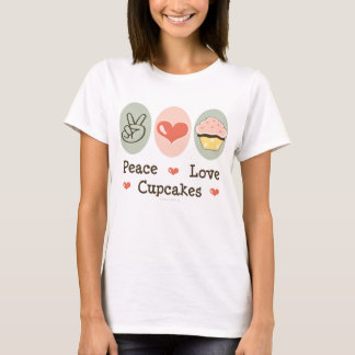 Camiseta Camisola de alças dos cupcakes do amor da paz