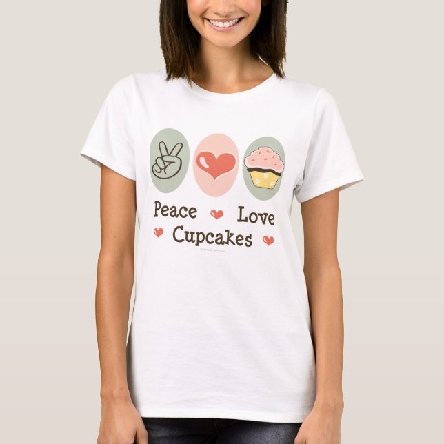 Camiseta Camisola de alças dos cupcakes do amor da paz (Frente)