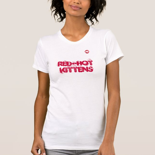 Camiseta Camisola de alças encarnado dos gatinhos (Frente)
