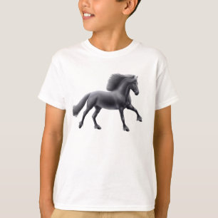 Camiseta Camisola de galope dos miúdos do cavalo do frisã