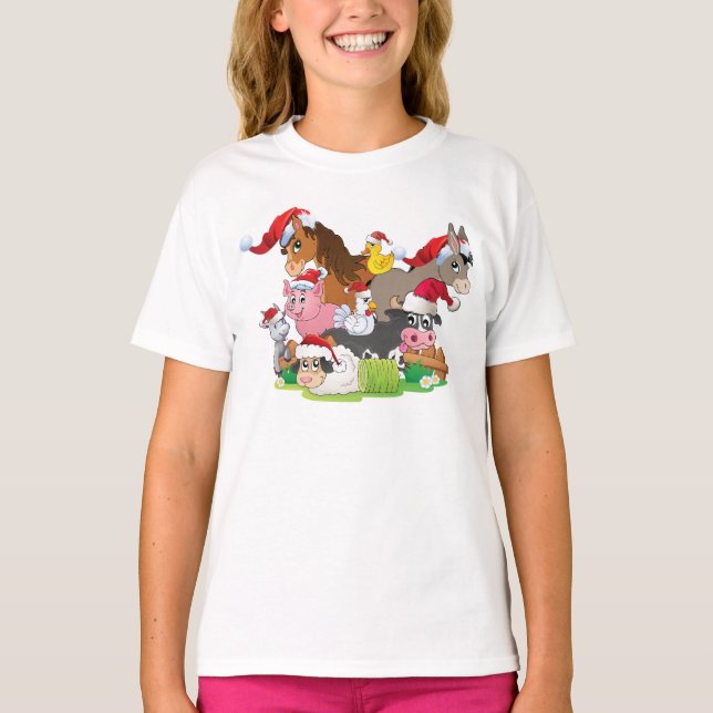 Camiseta Camisola de Natal de Animais de Criação (Frente)