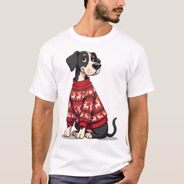 Camiseta Camisola de Natal para Great Dane (Frente)
