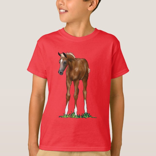 Camiseta Camisola encapuçado dos miúdos do potro árabe (Frente)