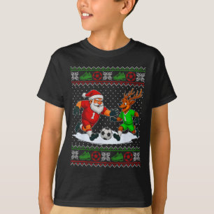 Camiseta Camisola Feia de Natal Renardos Jogando Futebol Xm
