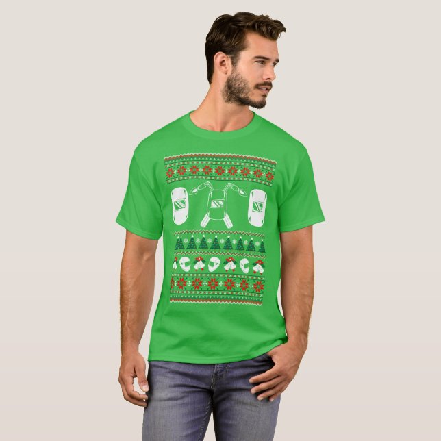 Camiseta Camisola feia do Natal da profissão da soldadura (Frente Completa)