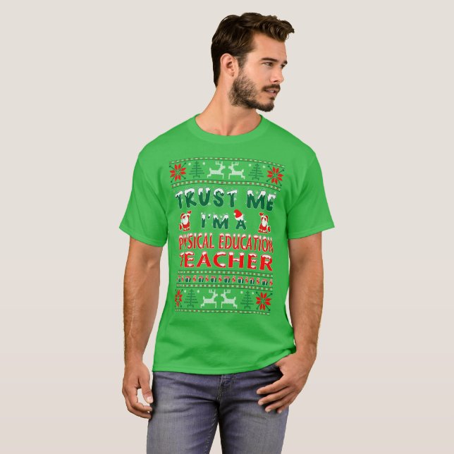 Camiseta Camisola feia do Natal do professor da educação (Frente Completa)