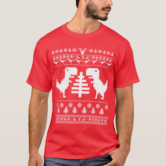 Camiseta camisola feia do Natal do rex de t (Frente)