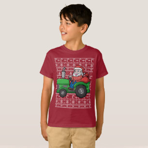 Camiseta Camisola feia do Natal do trator do fazendeiro do