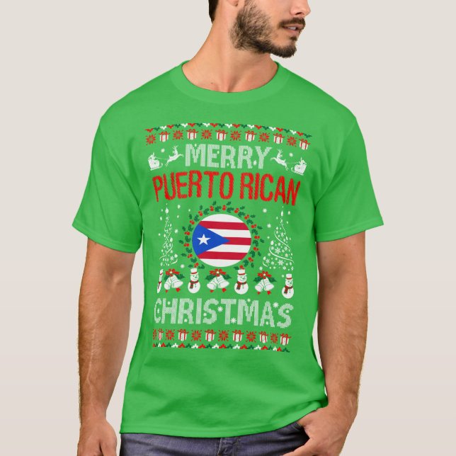 Camiseta Camisola feia do Natal porto-riquenho alegre do (Frente)