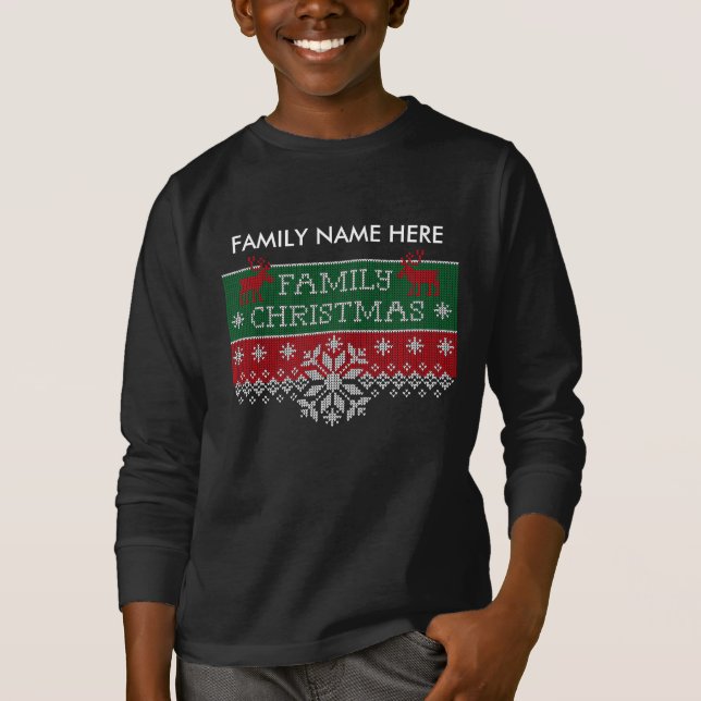 Camiseta Camisola feia personalizada do Natal da família (Frente)