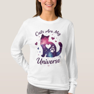 Camiseta Camisola Galáxia Gatos São Meu Universo