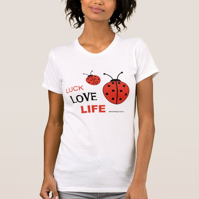 Camiseta Camisola interioa da vida do amor da sorte (Frente)