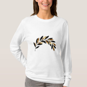 Camiseta Camisola Minimalista de Galho de Oliveira Preto El