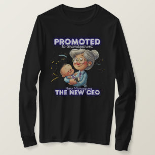 Camiseta Camisola Preta Promovido a Avô Engraçado