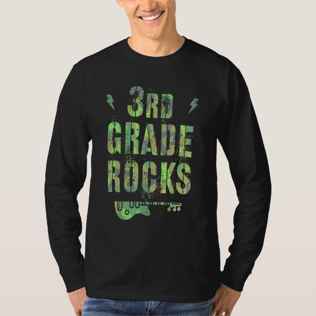 Camiseta Camo 3rd Grade Rocks Camp Teacher Squad Third Grad (Frente)