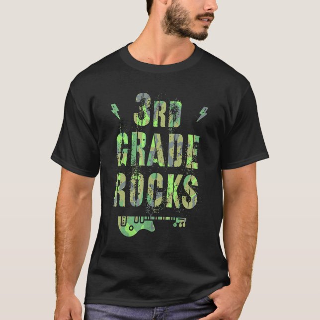 Camiseta Camo 3rd Grade Rocks Camp Teacher Squad Third Grad (Frente)
