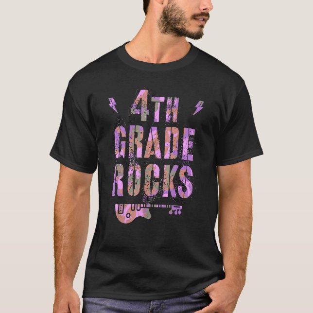Camiseta Camo 4th Grade Rocks Teacher I Teach Fourth Gr Roc (Frente)