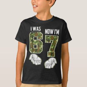 Camiseta Camo 7 Anos Aniversário Eu Era 6 Agora Sou 7 67 Di