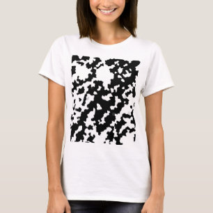 Camiseta Camo Abstrato Mosaico Preto e Branco Irregular