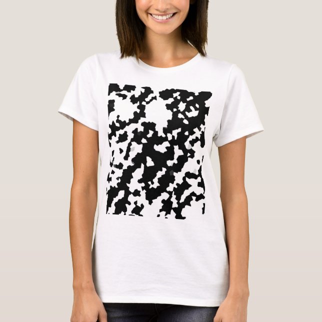 Camiseta Camo Abstrato Mosaico Preto e Branco Irregular (Frente)