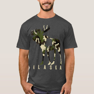 Camiseta Camo Alaska Moose caçando Alasca Caça Moose