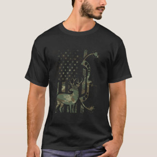 Camiseta Camo American Flag Buck Hunting Shirt Men Recorren