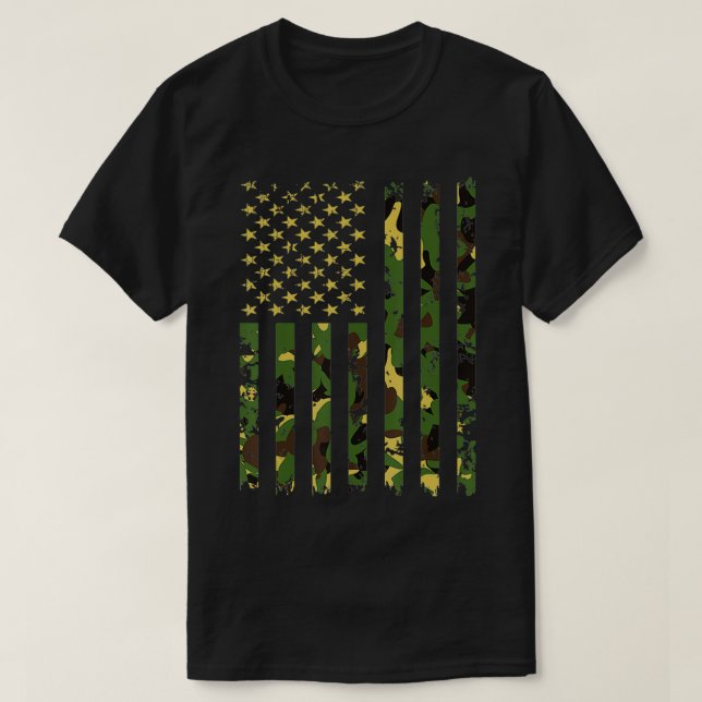 Camiseta Camo American Flag Camo Camoun (Frente do Design)
