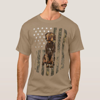 Camiseta Camo American Flag Wirehaired apontando Griffon 4º
