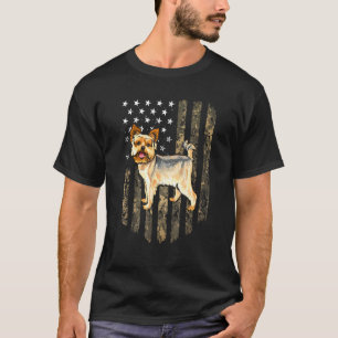 Camiseta Camo American Flag Yorkshire Terrier 4 De Julho U