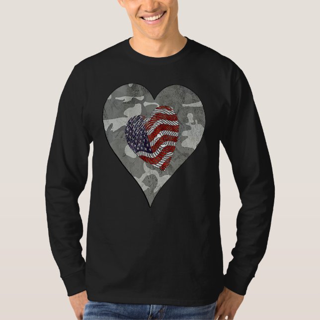 Camiseta Camo American Usa Camouflage  Distressed Camo Flag (Frente)