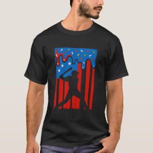 Camiseta Camo Baseball USA Flag Baseball Lover 4 de julho
