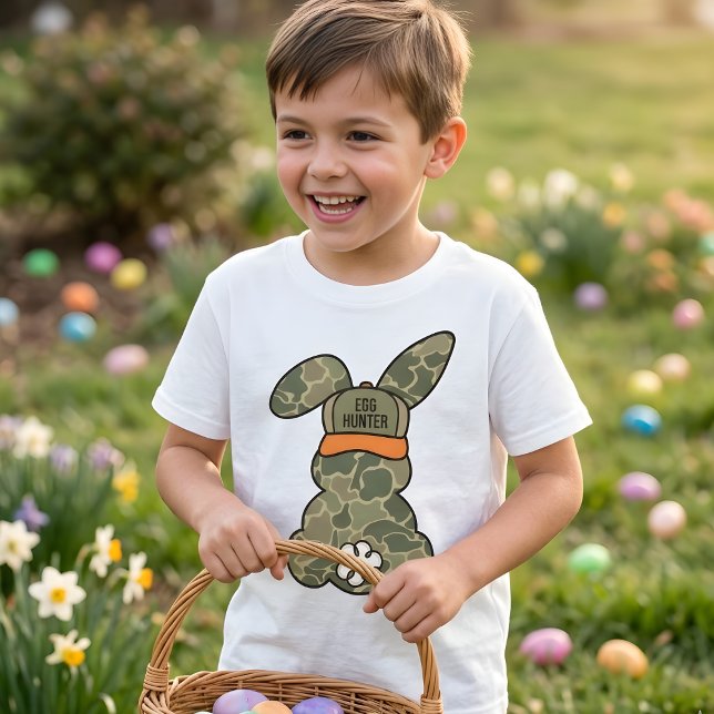 Camiseta Camo Bunny Egg Hunter Funny Easter Boys Gift Idea (Criador carregado)