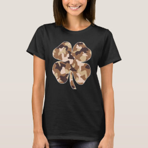 Camiseta Camo Camouflage Irlandês Shamrock Sortudo Quatro