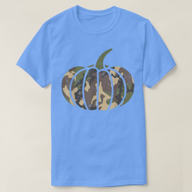 Camiseta Camo Camouflage Pumpkin Halloween Homens Mulheres (Frente do Design)
