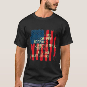 Camiseta Camo Camping Bonfire Country Music Trucks Patriot